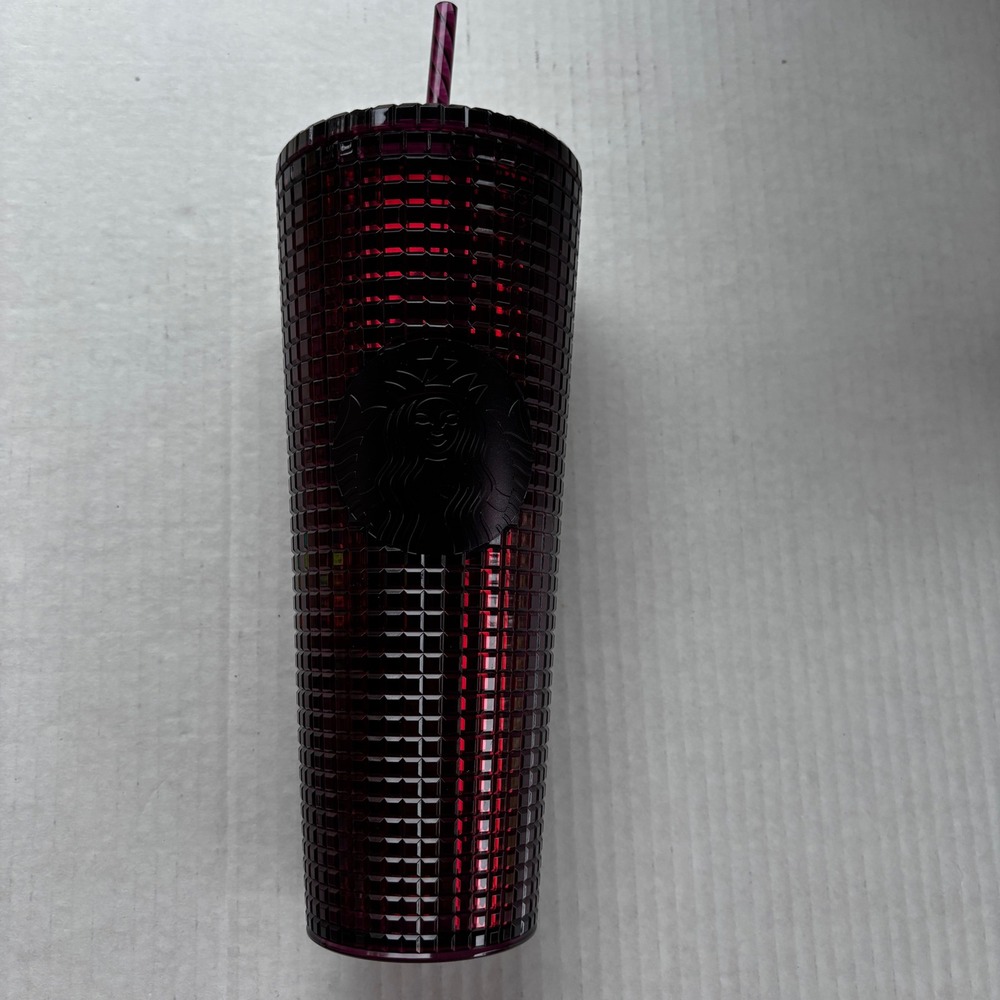 Starbucks Sangria Purple Grid Cold Cup Venti 24oz Tumbler Jewel Textured 2023‎